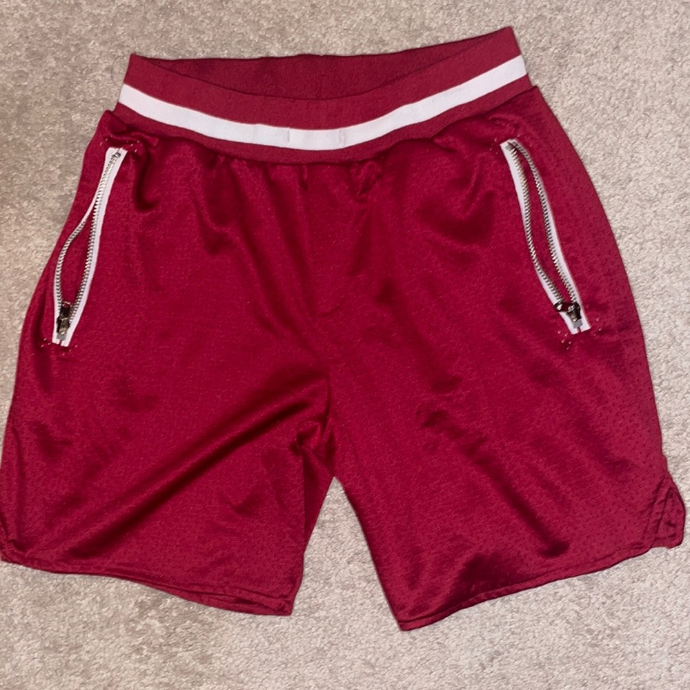 Red athletic shorts
